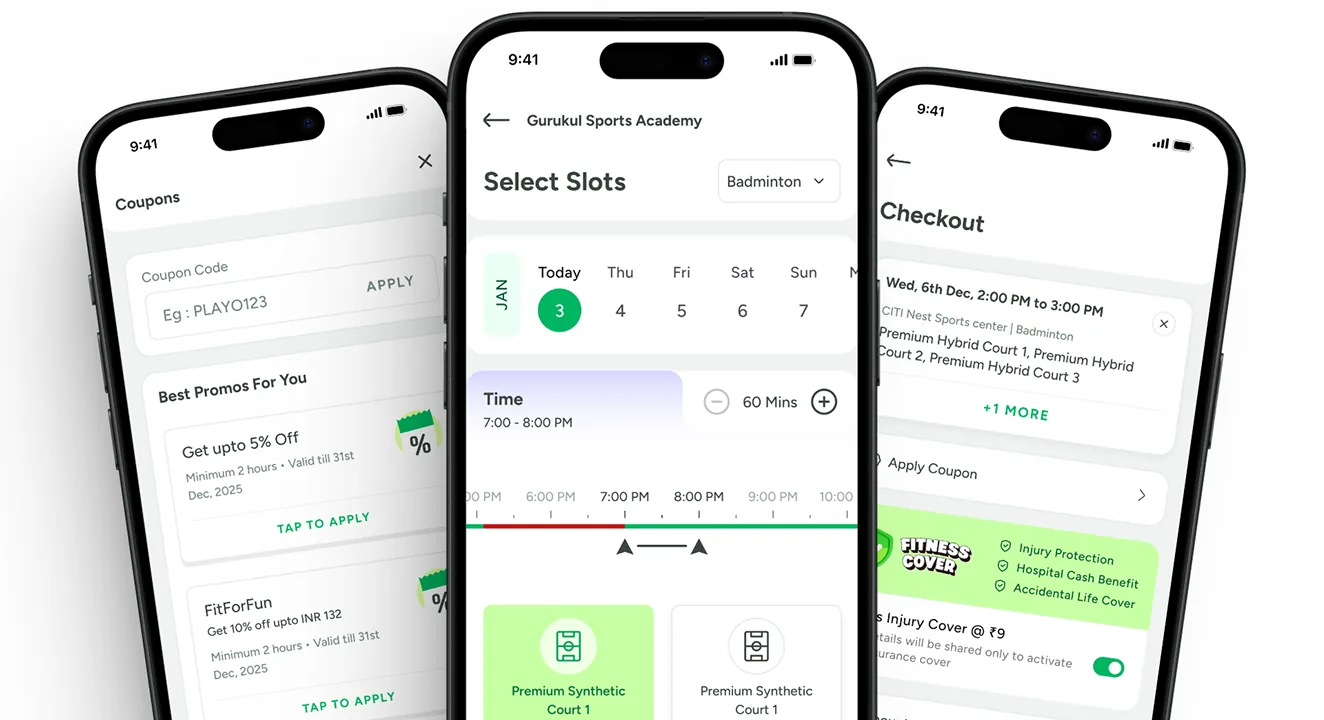 Slot booking experience — the redesigned selection flow across key screens